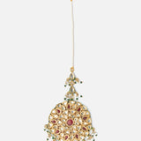 Gold Plated Red Womens Kundan, Polki Maangtikka