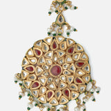 Gold Plated Red Womens Kundan, Polki Maangtikka