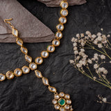 Gold Plated Green Womens Kundan, Polki Maathapatti