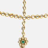 Gold Plated Green Womens Kundan, Polki Maathapatti