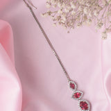 Silver Plated Pink Womens Zircon Maangtikka
