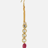 Gold Plated Red Womens Kundan & Polki Maangtikka