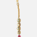 Gold Plated Red Womens Kundan & Polki Maangtikka