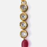 Gold Plated Red Womens Kundan & Polki Maangtikka