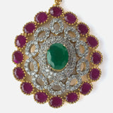 Gold Plated Pink Womens Zircon Maangtikka