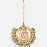 Gold Plated Pink Womens Kundan, Polki Maangtikka
