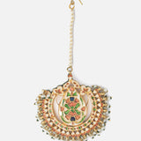 Gold Plated Pink Womens Kundan, Polki Maangtikka