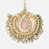Gold Plated Pink Womens Kundan, Polki Maangtikka