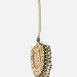 Gold Plated Pink Womens Kundan, Polki Maangtikka