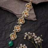 Gold Plated Green Womens Kundan, Polki Maangtikka