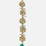 Gold Plated Green Womens Kundan, Polki Maangtikka