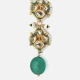 Gold Plated Green Womens Kundan, Polki Maangtikka