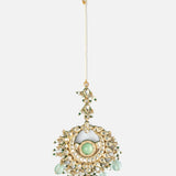Gold Plated Green Womens Kundan, Polki Maangtikka