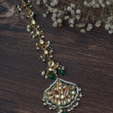 Gold Plated Green Womens Kundan & Polki Maangtikka