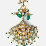 Gold Plated Green Womens Kundan & Polki Maangtikka