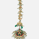 Gold Plated Green Womens Kundan & Polki Maangtikka