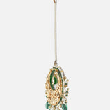 Gold Plated Green Womens Kundan, Polki Maangtikka