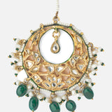 Gold Plated Green Womens Kundan, Polki Maangtikka
