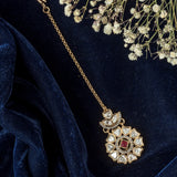 Gold Plated Red Womens Diamond Maangtikka