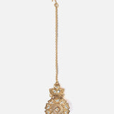 Gold Plated Red Womens Diamond Maangtikka