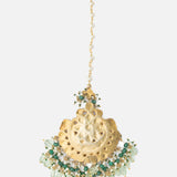 Gold Plated Green Womens Kundan, Polki Maangtikka