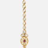 Gold Plated Red Womens Kundan, Polki Maangtikka