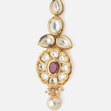 Gold Plated Red Womens Kundan, Polki Maangtikka