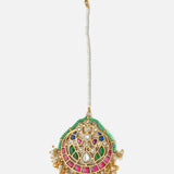 Gold Plated Multicolored Womens Kundan, Polki Maangtikka