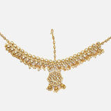 Gold Plated White Womens Kundan, Polki Maathapatti