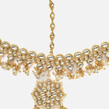 Gold Plated White Womens Kundan, Polki Maathapatti