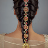 Saadgi Gold Plated Red Kundan, Polki Womens Maathapatti