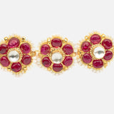 Gold Plated Pink Womens Kundan, Polki Maathapatti