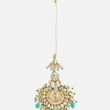 Gold Plated Green Womens Kundan, Polki Maangtikka