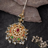 Gold Plated Multicolored Womens Kundan, Polki Maangtikka