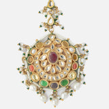 Gold Plated Multicolored Womens Kundan, Polki Maangtikka