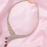 Zia Gold Plated Pink Womens Short Necklace Set