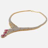 Zia Gold Plated Pink Womens Short Necklace Set