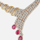 Zia Gold Plated Pink Womens Short Necklace Set