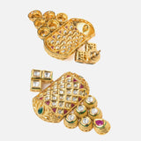 Saadgi Gold Plated Pink Womens Choker Necklace Set with Pair of Earrings