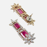 Florence Silver Plated Pink Womens Short Necklace Set with Pair of Earrings