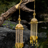 Gold Plated Womens Kundan, Polki Pair of Kaleeras