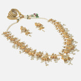 Gold Plated Womens Kundan Long Necklace Set with Pair of Earrings