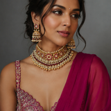 Royal Jaipuri Kundan Pearl Choker Set with Statement Jhumkas