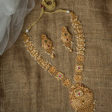 Gold Plated Womens Kundan Polki Necklace Set with Pair of Earrings