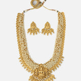 Gold Plated Womens Kundan, Polki Necklace Set with Pair of Earrings
