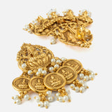 Gold Plated Womens Kundan, Polki Necklace Set with Pair of Earrings