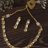 Gold Plated Womens Short Necklace Set with Pair of Earrings
