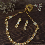 Gold Plated Womens Short Necklace Set with Pair of Earrings