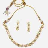 Gold Plated Womens Short Necklace Set with Pair of Earrings