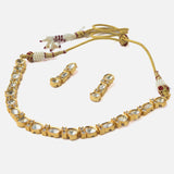 Gold Plated Womens Short Necklace Set with Pair of Earrings